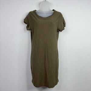 Nation LTD Ramie‎ T-Shirt Dress Womens M Green Short Sleeve Crew Neck Minimalist